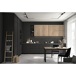 Черный матовый кухонный гарнитур с фасадом под дерево Renart Kitchen Set варинант исполнения - 3 | Loft Concept в Волгограде