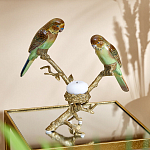 Подсвечник с двумя попугаями из фарфора на бронзовой ветке Eden Garden варинант исполнения - 1 | Loft Concept в Волгограде