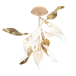 Люстра потолочная с белыми матовыми и золотыми глянцевыми листьями Wintery flovers варинант исполнения - 2 | Loft Concept в Волгограде