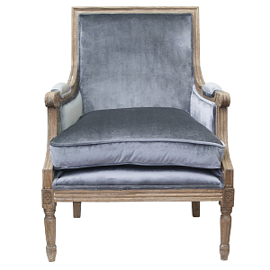 Кресло William Classical Armchair grey velvet