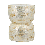 Приставной столик с мозаичным рисунком из раковин устриц Bone Inlay варинант исполнения - 2 | Loft Concept в Волгограде