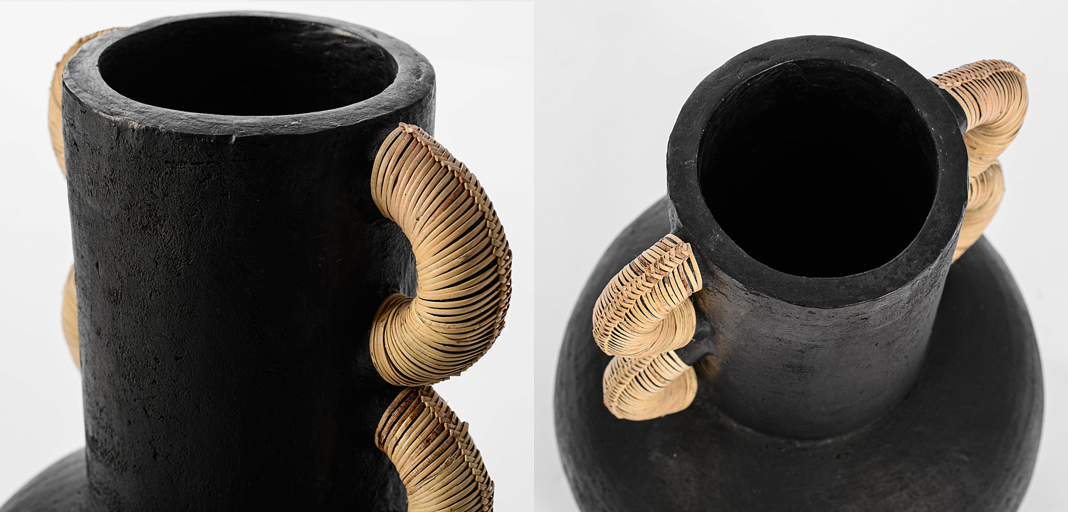 Ваза Round Vase Ceramic & Rattan Ваза Round Vase Ceramic & Rattan - Loft-Concept в Волгограде