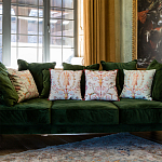 Декоративная подушка светло-зеленая с растительным орнаментом Raffael Floral Green Cushion варинант исполнения - 2 | Loft Concept в Волгограде