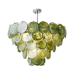 Люстра из зеленых стеклянных дисков с перламутровым эффектом Green Glowing Glaze варинант исполнения - 1 | Loft Concept в Волгограде