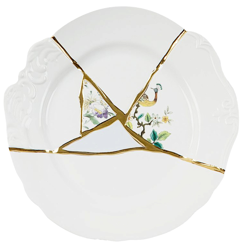 Тарелка Seletti Kintsugi Белый Золотой Тарелка Seletti Kintsugi Белый Золотой в Волгограде | Loft Concept