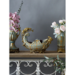 Чаша голубого цвета с оранментом и и бронзовыми фигурами леопардов Eden Garden варинант исполнения - 5 | Loft Concept в Волгограде