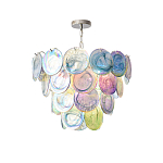 Люстра с каскадом из круглых разноцветных стеклянных дисков Mother of Pearl Iridescence варинант исполнения - 4 | Loft Concept в Волгограде