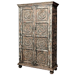 Индийский шкаф с орнаментом резьба из дерева Indian Antique Furniture  варинант исполнения - 6 | Loft Concept в Волгограде