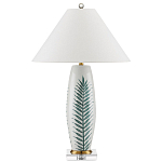 Настольная лампа овальная с тропическим принтом Stylized Aalm Leaves Motif варинант исполнения - 4 | Loft Concept в Волгограде