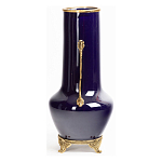 Ваза темно-синяя фарфоровая с бронзовыми ручками и ножками Eden Garden варинант исполнения - 3 | Loft Concept в Волгограде