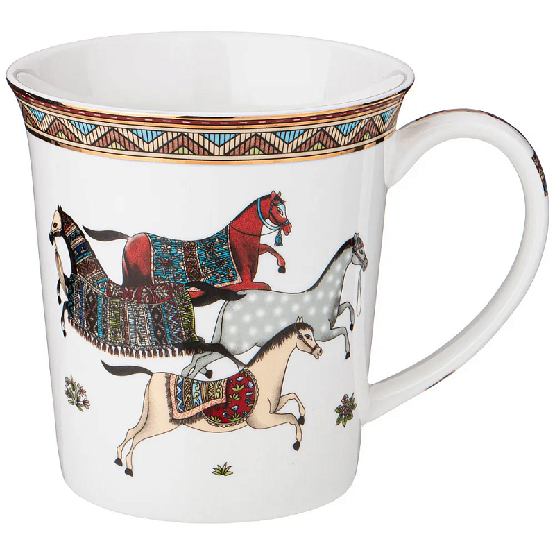 Кружка из фарфора с изображением лошадей 400 мл Porcelain Horse Set Белый Мульти Кружка из фарфора с изображением лошадей 400 мл Porcelain Horse Set Белый Мульти в Волгограде | Loft Concept