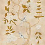 Обои ручная роспись Gustavian Tree of Life Special Colourway on Edo custom white painted silk варинант исполнения - 2 | Loft Concept в Волгограде