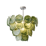 Люстра из зеленых стеклянных дисков с перламутровым эффектом Green Glowing Glaze варинант исполнения - 8 | Loft Concept в Волгограде