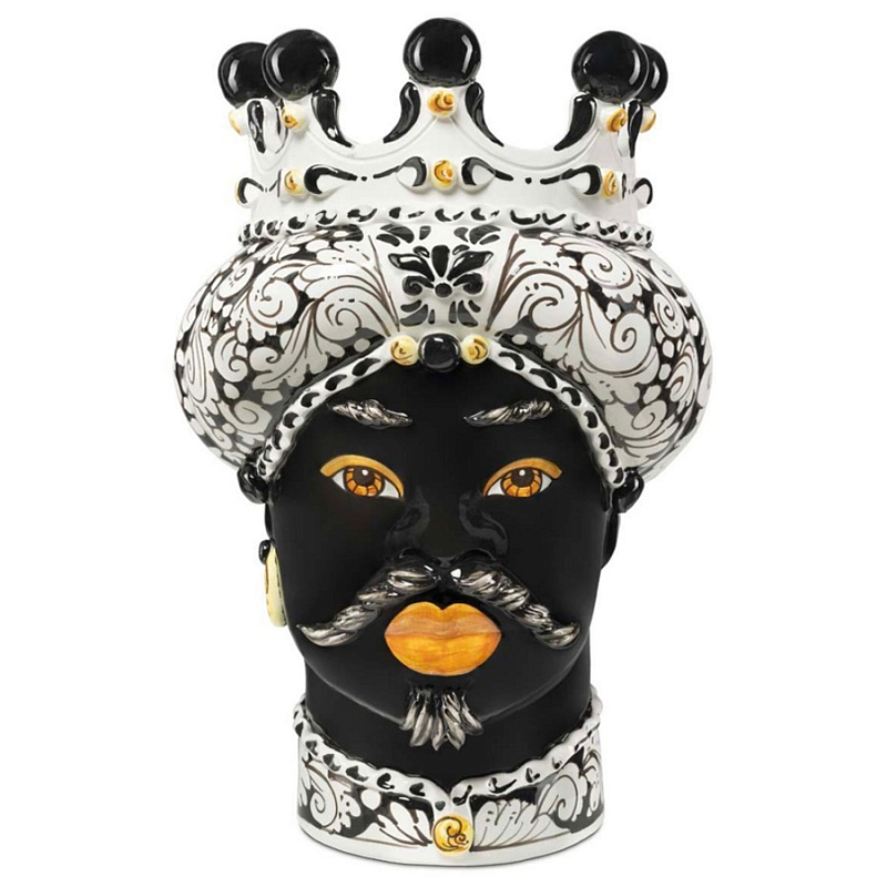 Ваза Vase Moro Man Ornate Black Черный Белый Ваза Vase Moro Man Ornate Black Черный Белый в Волгограде | Loft Concept