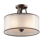 Потолочный светильник с двойным цилиндрическим плафоном из белого стекла и прозрачной органзы Kichler варинант исполнения - 1 | Loft Concept в Волгограде