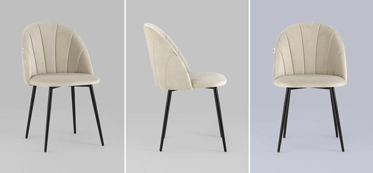 Стул Balsari S Chair Молочный Велюр Черные ножки Стул Balsari S Chair Молочный Велюр Черные ножки - Loft-Concept в Волгограде