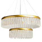 Люстра двухъярусная с золотого цвета и прозрачными подвесками Pettico варинант исполнения - 1 | Loft Concept в Волгограде