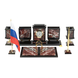 Настольный письменный набор из креноида и змеевика на бронзовых ножках Marble Accessory