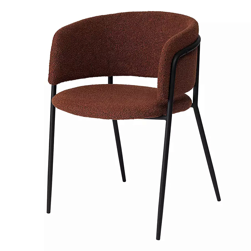 Стул полукруглый мягкий с буклированной обивкой Chair with Boucle Upholstery Черный Терракотовый Стул полукруглый мягкий с буклированной обивкой Chair with Boucle Upholstery Черный Терракотовый в Волгограде | Loft Concept