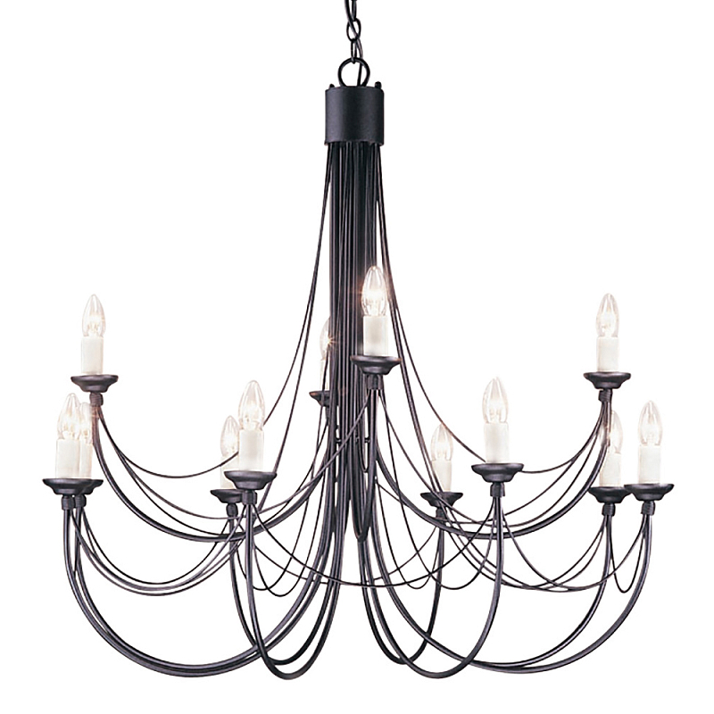 Люстра черного цвета ручной работы с канделябрами и переплетенной проволочной драпировкой Elstead Lighting Черный Белый в Волгограде | Loft Concept 