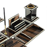 Настольный письменный набор с часами из природного камня обсидиана Team leader варинант исполнения - 4 | Loft Concept в Волгограде