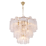 Люстра круглая многоярусная с прозрачными подвесками из стекла Hexagon Tube Light варинант исполнения - 3 | Loft Concept в Волгограде