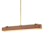 Подвесной светильник линейный латунного цвета в кожаном коричневом чехле и декоративными ремешками Alora варинант исполнения - 1 | Loft Concept в Волгограде
