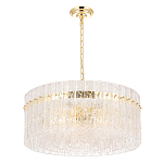 Люстра подвесная круглая с прозрачными рельефными стеклянными вставками и золотым основанием Textured Glass Chandelier варинант исполнения - 2 | Loft Concept в Волгограде