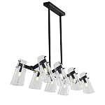 Люстра светодиодная с 8-ю прозрачными плафонами из акрила и стали Glass Cylinder Black варинант исполнения - 2 | Loft Concept в Волгограде