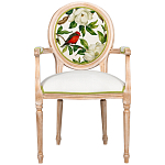 Стул с подлокотниками золотистый из бука с изображением птиц и цветов Blooming Red Birds варинант исполнения - 1 | Loft Concept в Волгограде