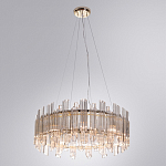 Люстра подвесная круглая с прозрачными хрустальными трубками и золотистым каркасом Диаметр 60 см Hexagon Tube Light варинант исполнения - 2 | Loft Concept в Волгограде