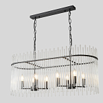 Люстра подвесная овальная со стеклянными прозрачными трубками и металлическим каркасом черного цвета Nembus варинант исполнения - 3 | Loft Concept в Волгограде