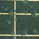 Обои ручная роспись Morning Glory Original colourway on Edo Green painted Xuan paper варинант исполнения - 1 | Loft Concept в Волгограде