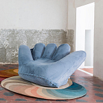 Дизайнерское плюшевое кресло в форме руки голубое Poltronova Joe Plush Baby Blue Armchair варинант исполнения - 3 | Loft Concept в Волгограде