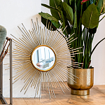 Зеркало-солнце круглое в раме из металла с золотыми с лучами Rays of Peace варинант исполнения - 3 | Loft Concept в Волгограде