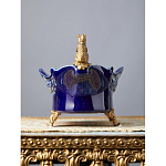 Чаша темно-синего цвета из фарфора с бронзовыми фигурками белок Eden Garden porcelain and bronze варинант исполнения - 3 | Loft Concept в Волгограде