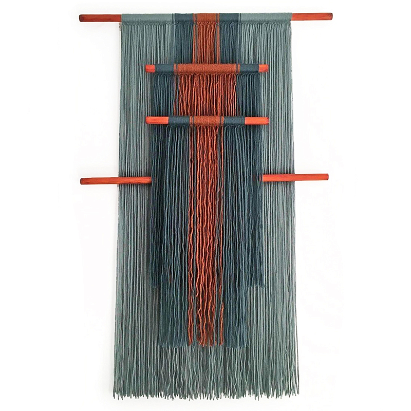 Декор на стену Макраме из нитей Japan Wall Panel Orange Серо-голубой Оранжевый в Волгограде | Loft Concept 