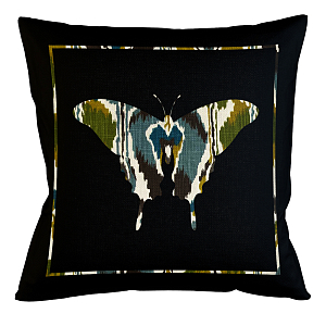 Подушка декоративная бабочка сине-зелёный орнамент Ikat Pattern