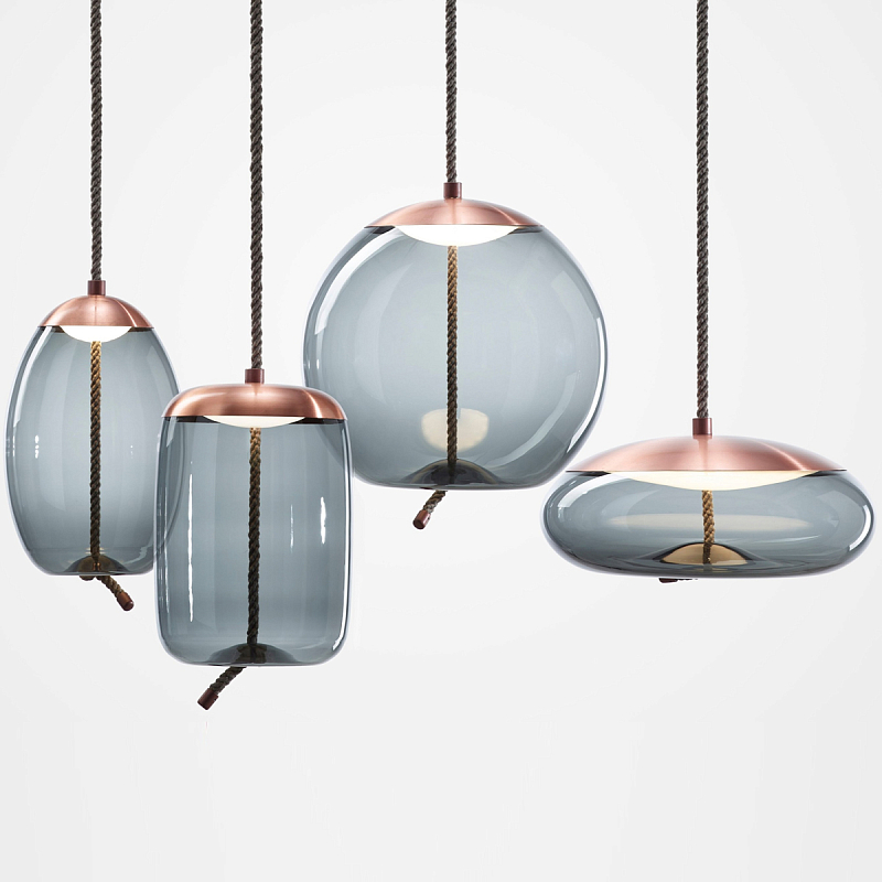 Подвесной светильник KNOT Small Gray glass Copper Голубой Медь Подвесной светильник KNOT Small Gray glass Copper Голубой Медь в Волгограде | Loft Concept