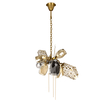 Люстра подвесная со стеклянными плафонами из дымчатого и золотистого с тремя вертикальными подвесками Gilded Mirage  варинант исполнения - 2 | Loft Concept в Волгограде