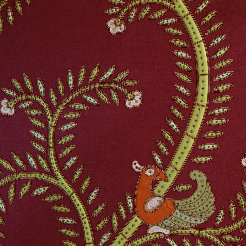 Обои с вышивкой ручной работы Fyodor Original colourway on Merlot linen  в Волгограде | Loft Concept 