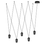 Подвесной светильник черными плафонами на длинных пересекающихся тросах Construction варинант исполнения - 2 | Loft Concept в Волгограде