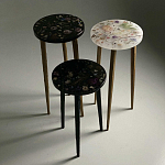 Круглый журнальный столик со столешницей из эпоксидной смолы Epoxy Resin Flowers Coffee Table варинант исполнения - 4 | Loft Concept в Волгограде