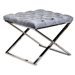 Пуф велюровый серый с каретной стяжкой Perennially варинант исполнения - 1 | Loft Concept в Волгограде