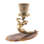 Подсвечник бронзовый из натурального камня агат Stone Candlestick варинант исполнения - 1 | Loft Concept в Волгограде