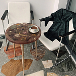 Круглый журнальный столик со столешницей из эпоксидной смолы Epoxy Resin Flowers Coffee Table варинант исполнения - 8 | Loft Concept в Волгограде