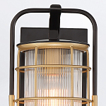 Настенный фонарь цилиндрической формы с рифленым стеклом в золотом каркасе на черном прямоугольном основании Eurofase варинант исполнения - 13 | Loft Concept в Волгограде