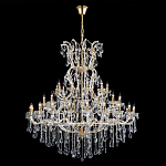 Люстра многоярусная с 53-мя лампочками и прозрачными хрустальными подвесками на основании золотого цвета Crystal lamps варинант исполнения - 2 | Loft Concept в Волгограде