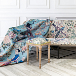 Трехместный диван на металлическом каркасе с цветочным принтом в стиле шинуазри Chinoiserie Birds on a Tree Sofa варинант исполнения - 4 | Loft Concept в Волгограде