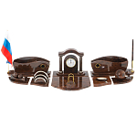 Настольный письменный набор с часами из природного камня обсидиана Competent Leader варинант исполнения - 1 | Loft Concept в Волгограде